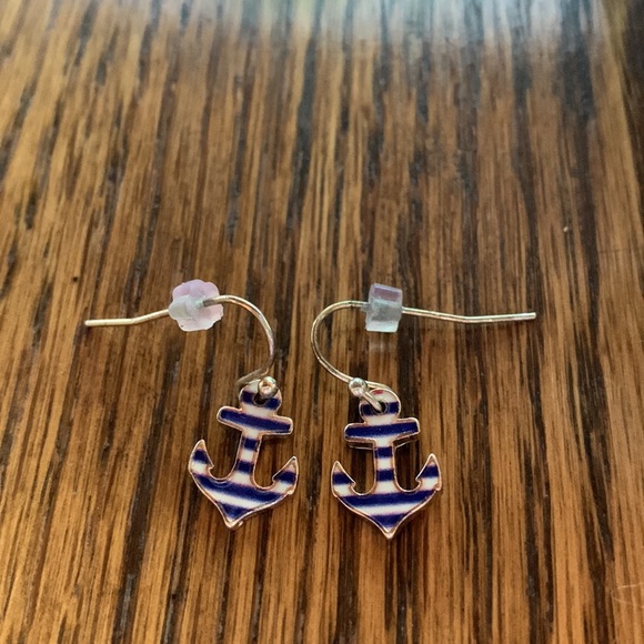 Blue Striped Anchor Necklace & Matching Earrings - Picture 4 of 5